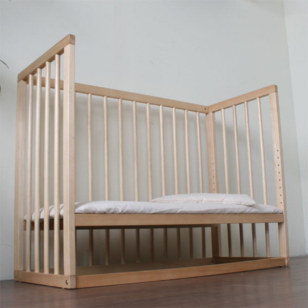 Baby Bedside Wooden Cot 94x44x75 cm Rolls CoSleeper Yellow 8 Pieces