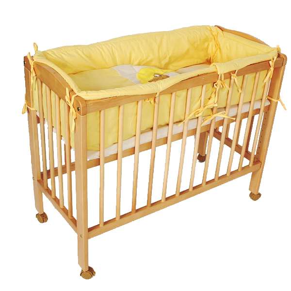 Baby Bedside Wooden Cot 94x44x75 cm Rolls CoSleeper Yellow 8 Pieces