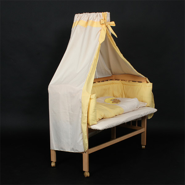 Baby Bedside Wooden Cot 94x44x75 cm Rolls CoSleeper Yellow 8 Pieces