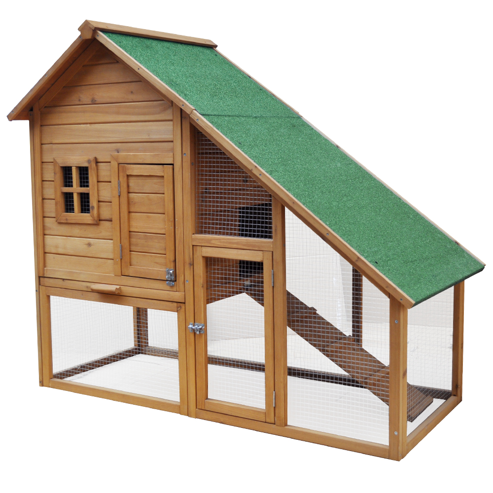 Wooden Rabbit Hutch Pet House Animal Cage 2 Floor XXL 120x140x65 New