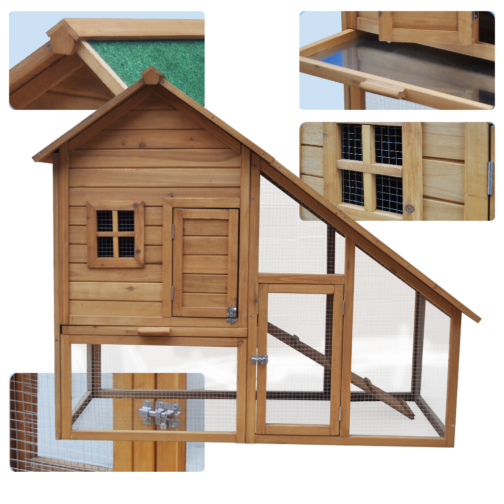 Wooden Rabbit Hutch Pet House Animal Cage 2 Floor XXL 120x140x65 New