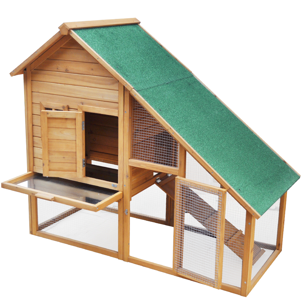 Wooden Rabbit Hutch Pet House Animal Cage 2 Floor XXL 120x140x65 New