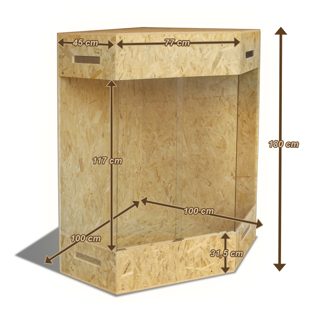 Terrarium de coin 180x100x100cm XXL Ventilation Reptiles Verre