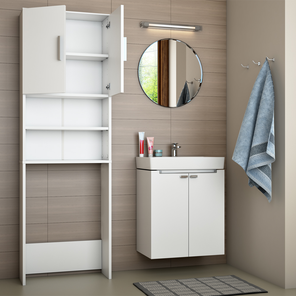 Étagère de salle de bains Armoire haute Lavelinge Armoire de toilette